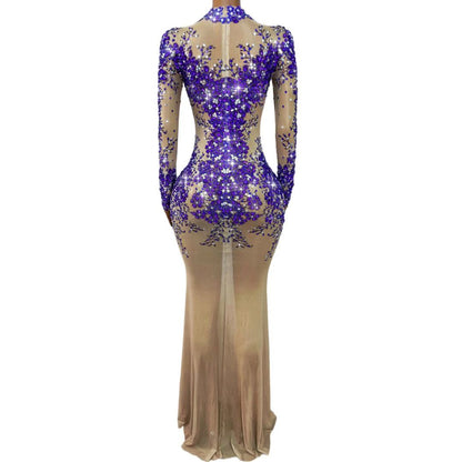 Zimeihua Rhinestone Purple Plum Blossom Dance Dress