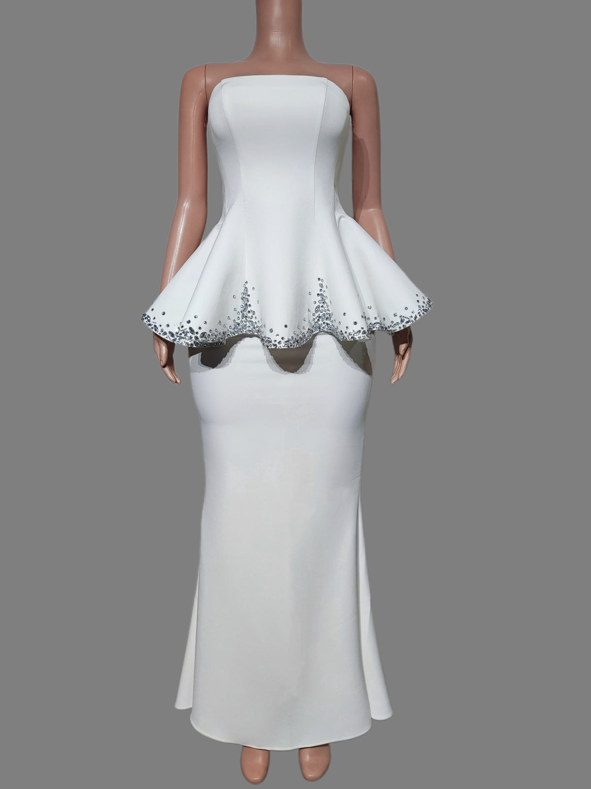 CELESINYI Baixizhuang Crystal Peplum Strapless Gown