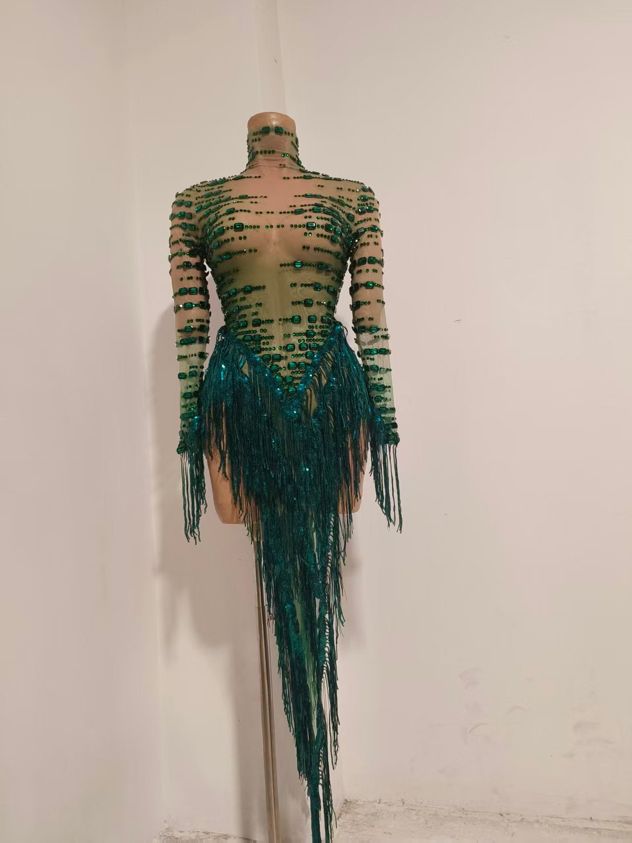 CELESINYI Cuiyu Crystal Emerald Bodysuit