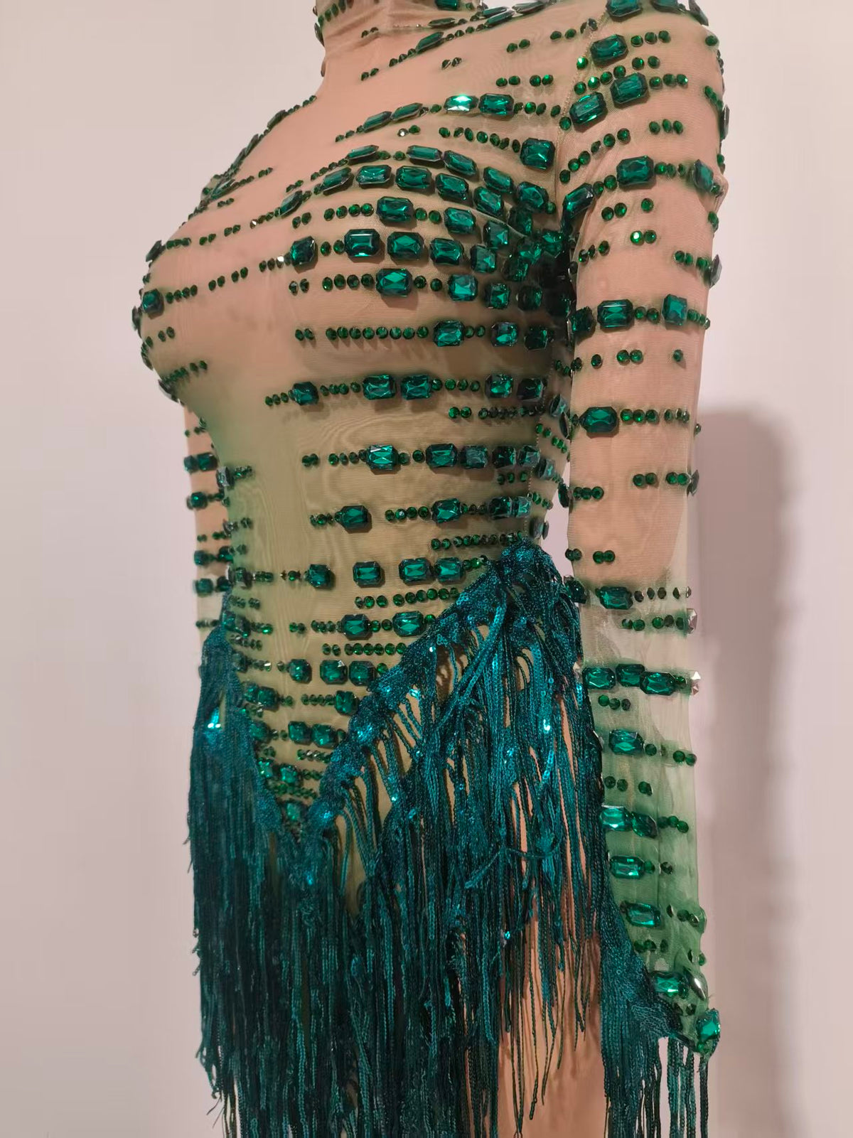 CELESINYI Cuiyu Crystal Emerald Bodysuit