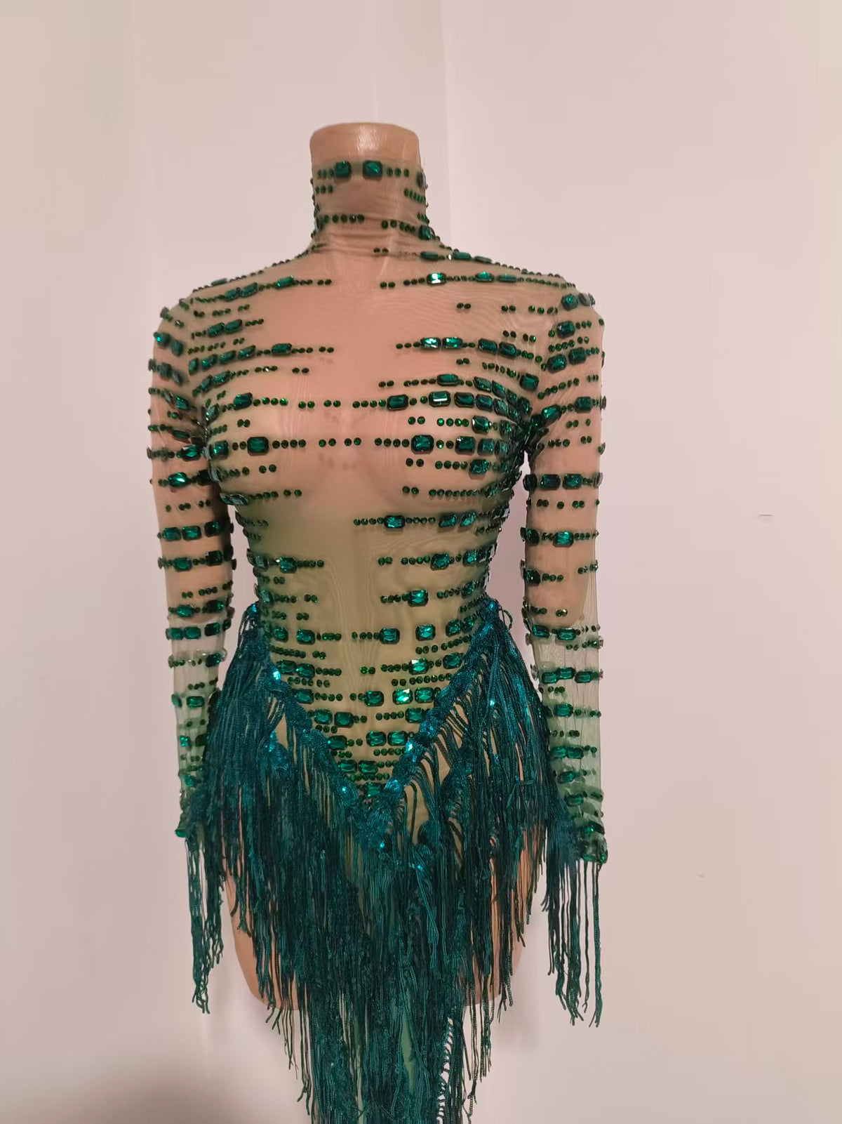 CELESINYI Cuiyu Crystal Emerald Bodysuit
