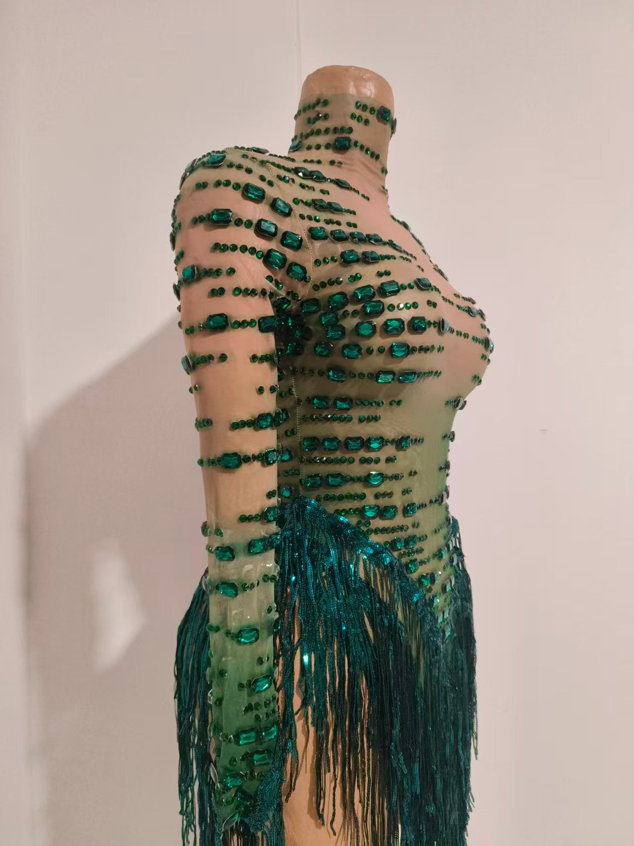 CELESINYI Cuiyu Crystal Emerald Bodysuit
