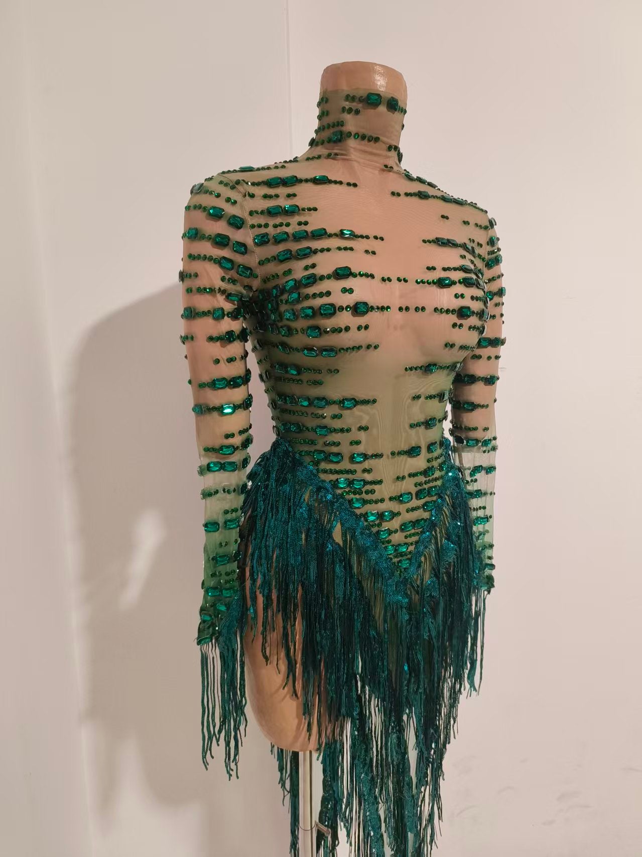CELESINYI Cuiyu Crystal Emerald Bodysuit