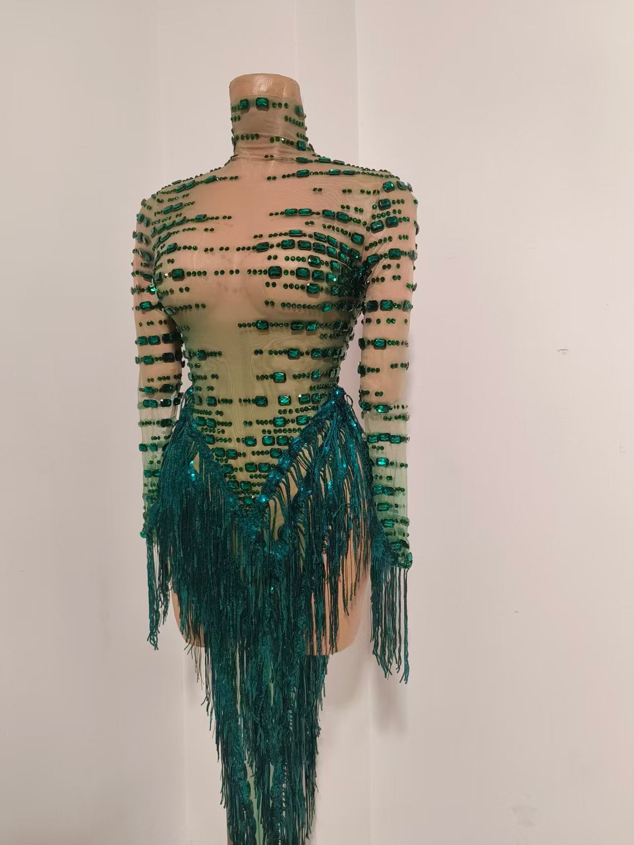 CELESINYI Cuiyu Crystal Emerald Bodysuit