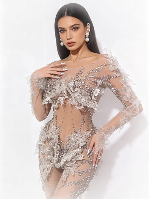 CELESINYI Kuiwei Crystal Vine Bodysuit
