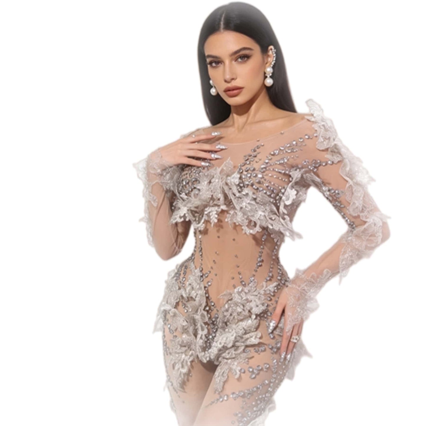 CELESINYI Kuiwei Crystal Vine Bodysuit
