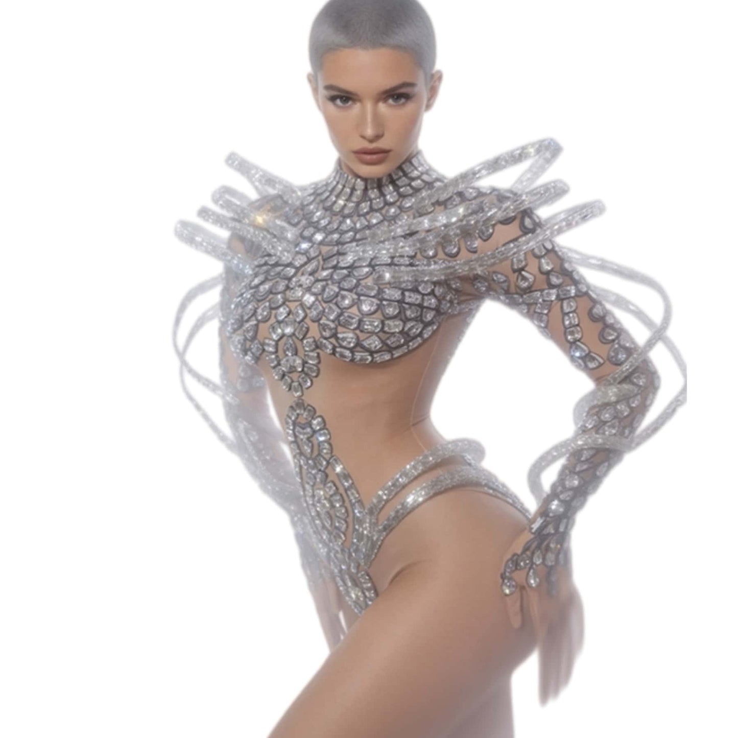 CELESINYI Jiazhuang Crystal Skeleton Bodysuit