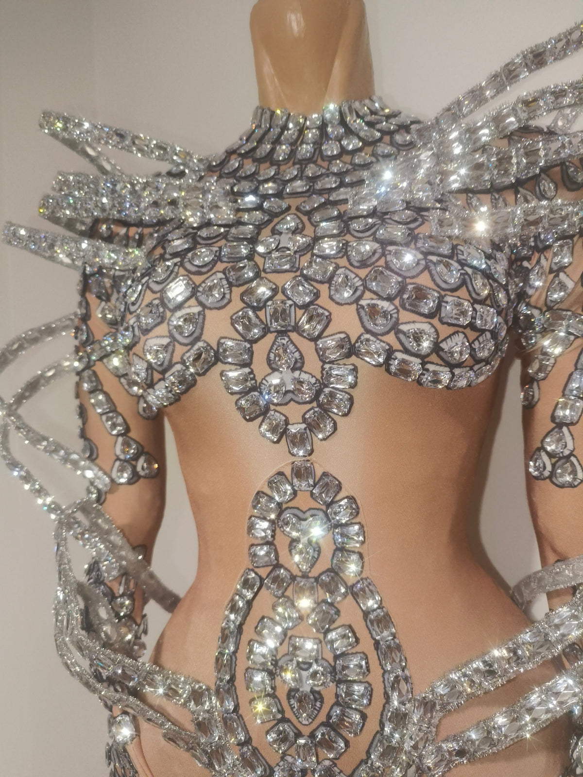 CELESINYI Jiazhuang Crystal Skeleton Bodysuit