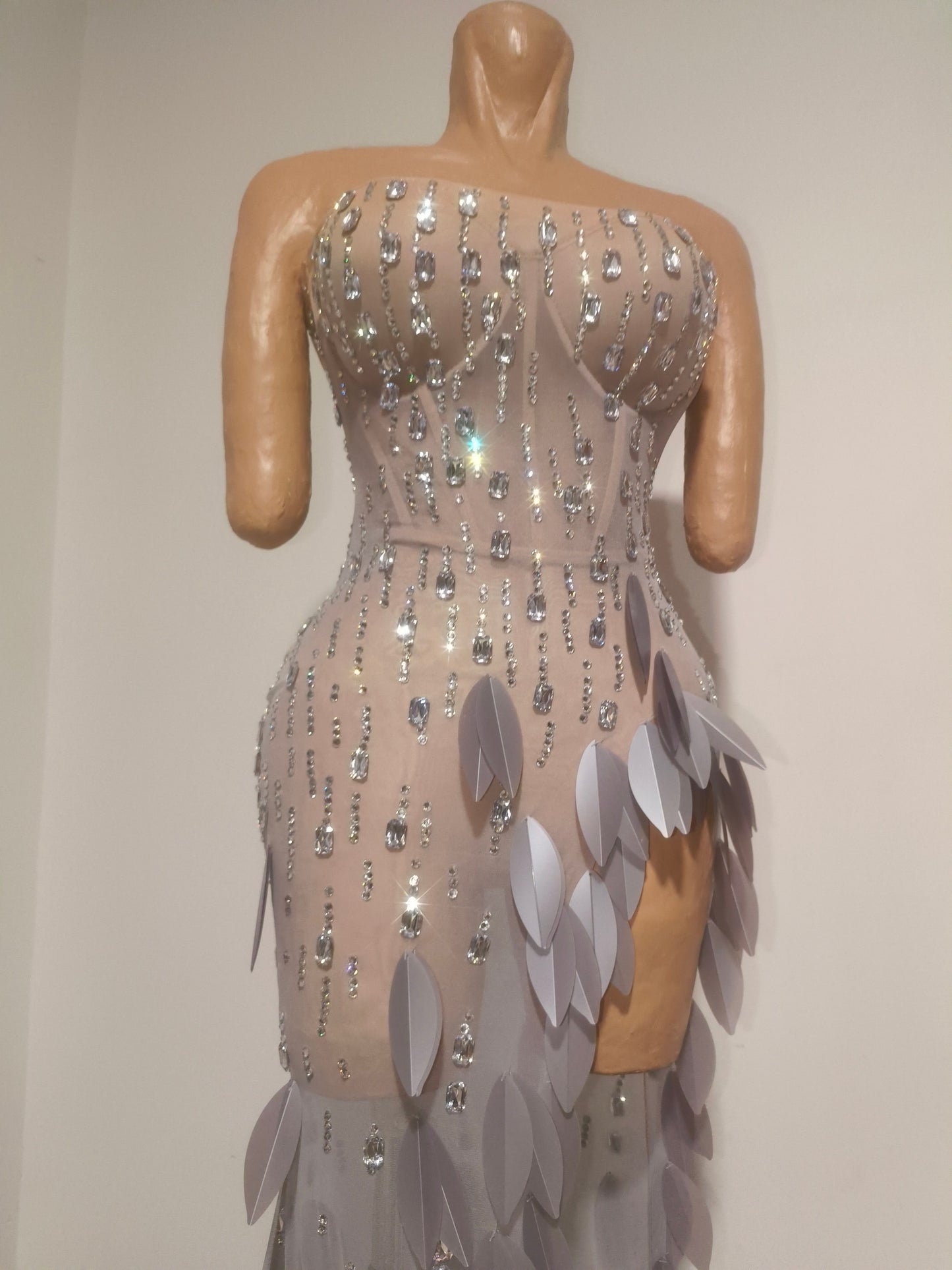 CELESINYI Shenniao Crystal Feather Train Gown