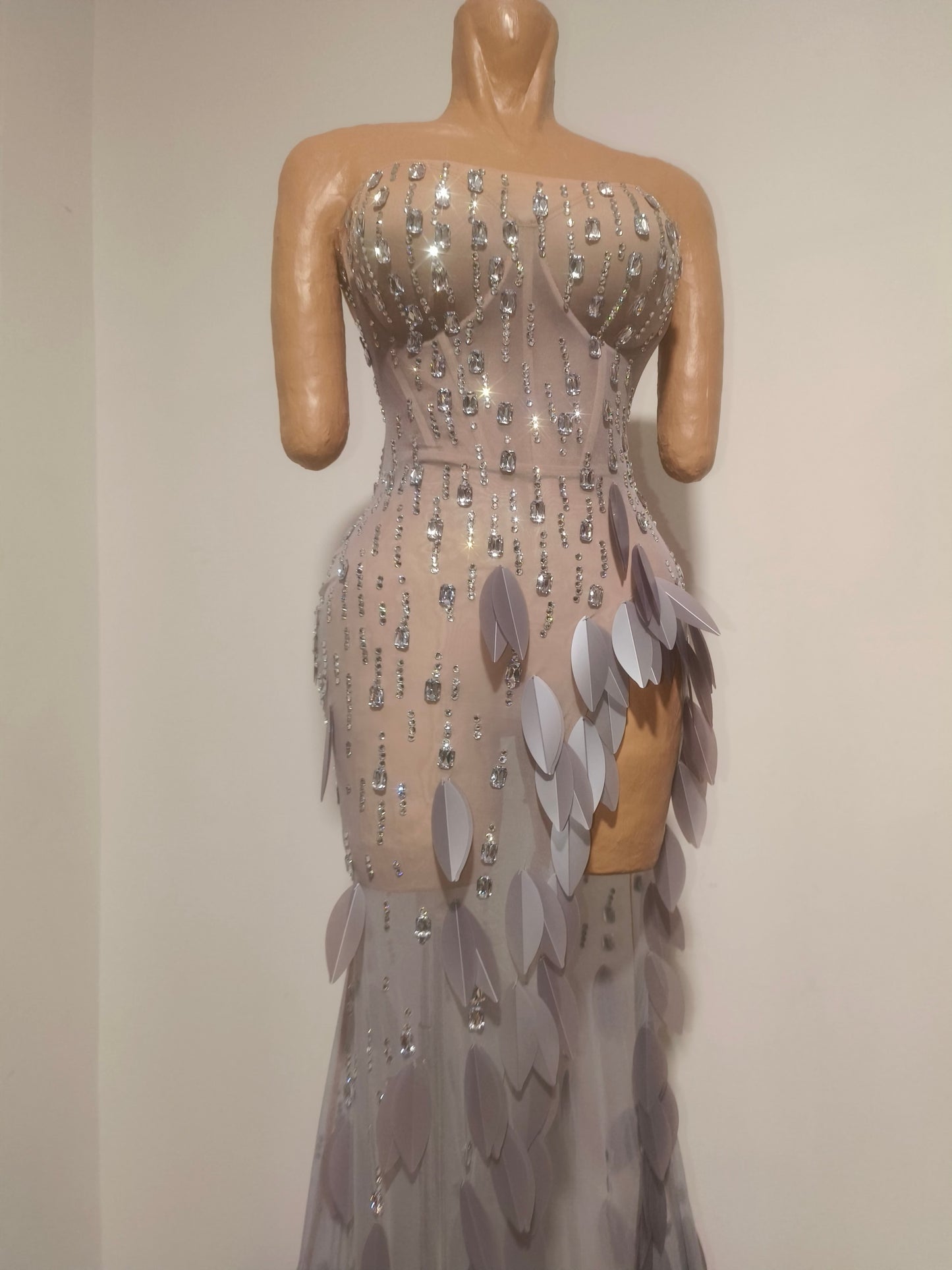 CELESINYI Shenniao Crystal Feather Train Gown