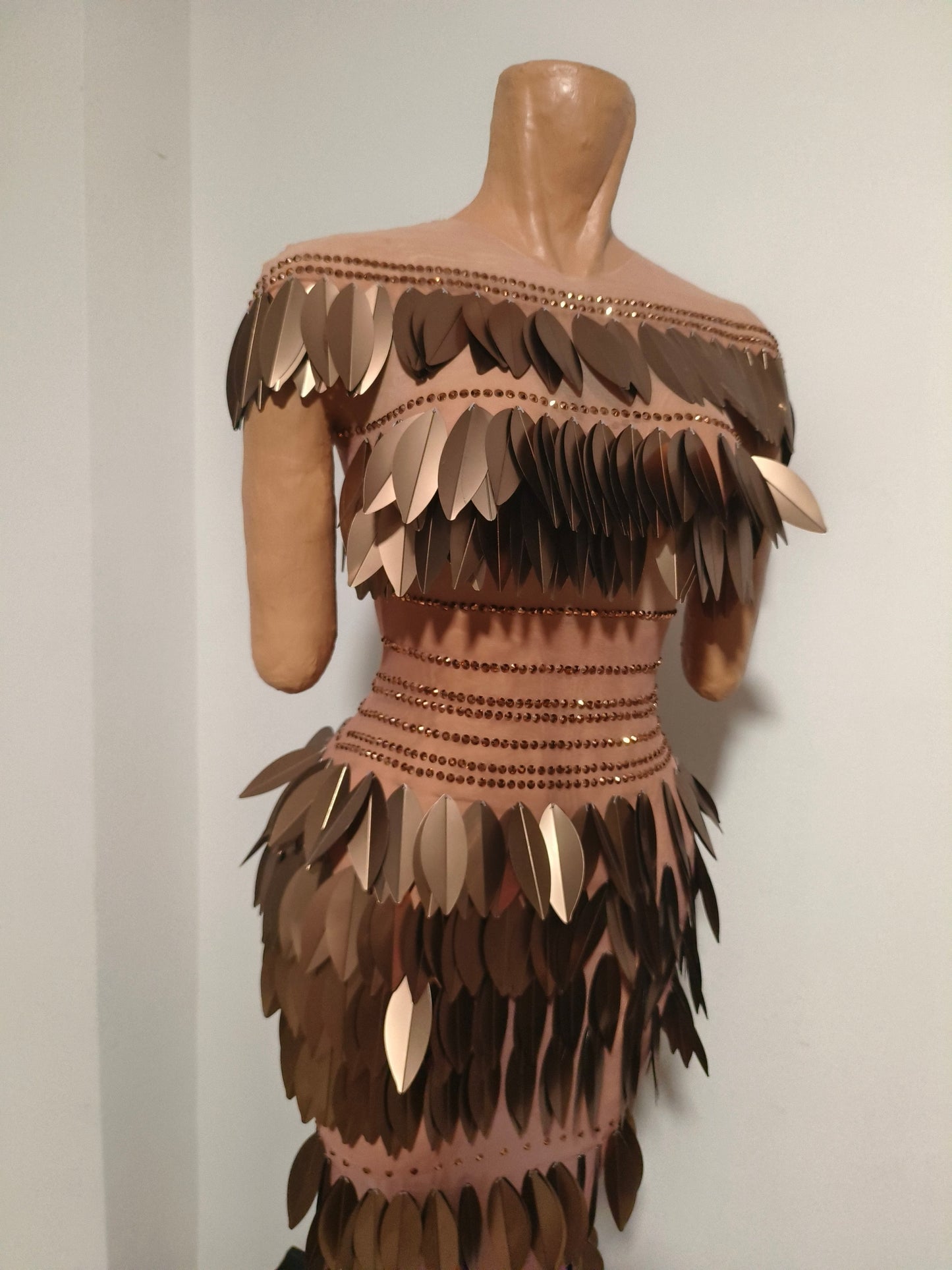 CELESINYI Feizhou Crystal Bronze Scale Gown
