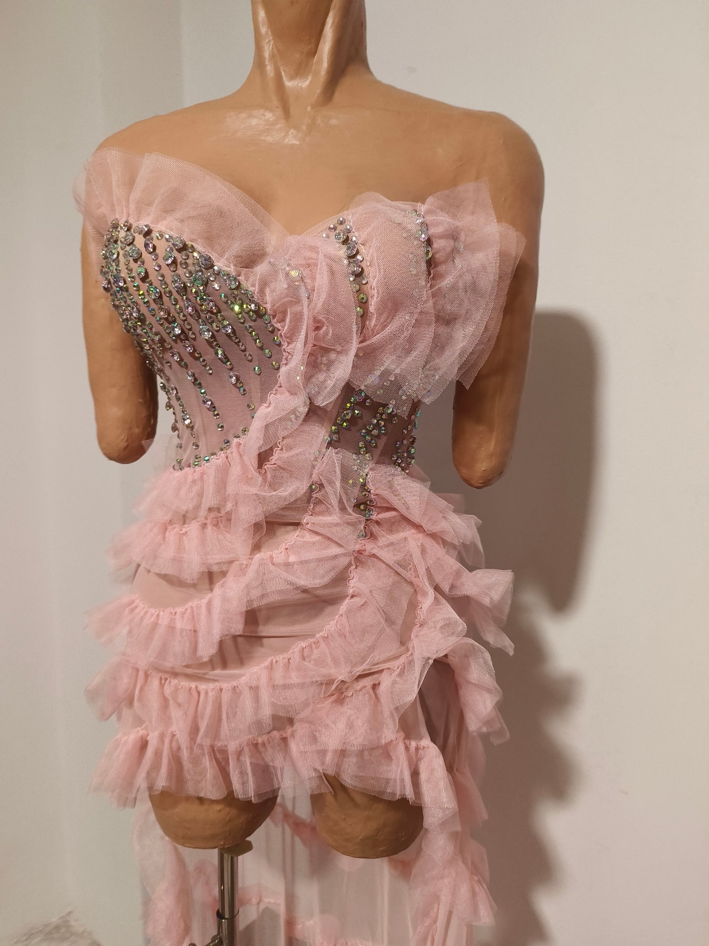 CELESINYI Fenfang Crystal Rose One Shoulder Train Gown