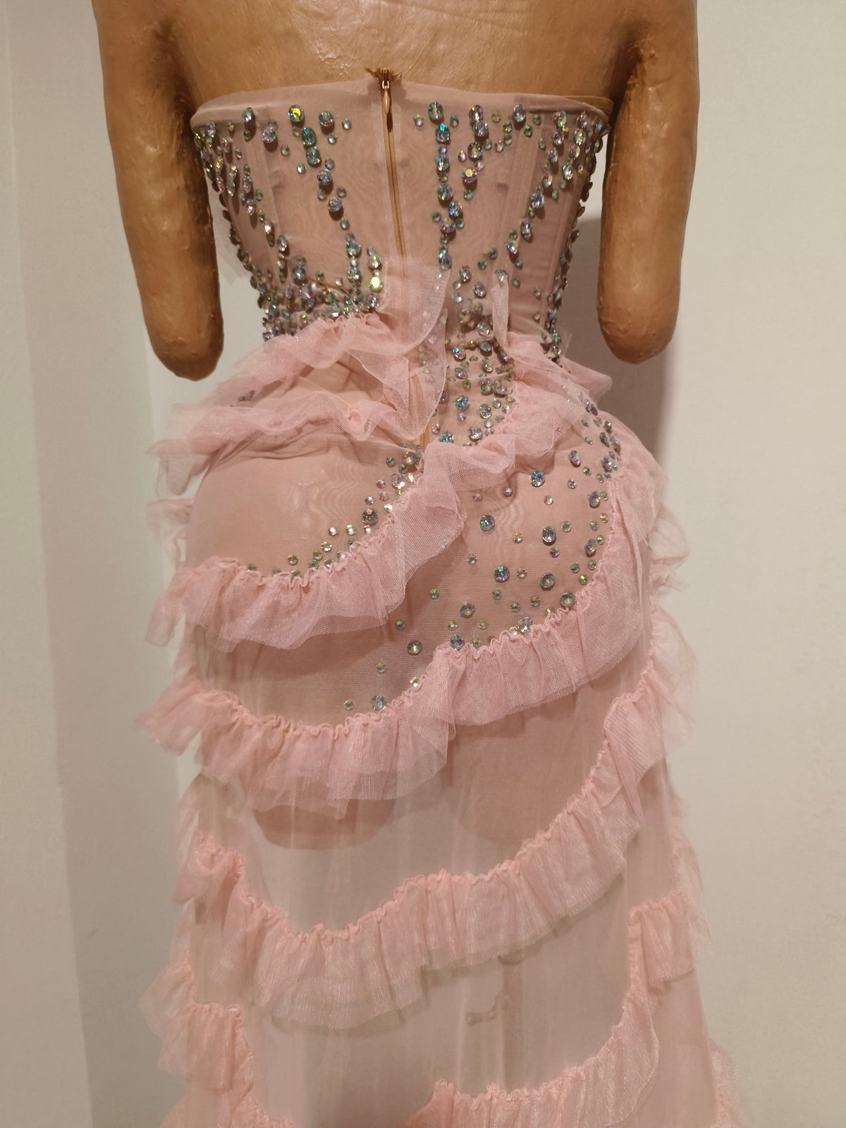 CELESINYI Fenfang Crystal Rose One Shoulder Train Gown