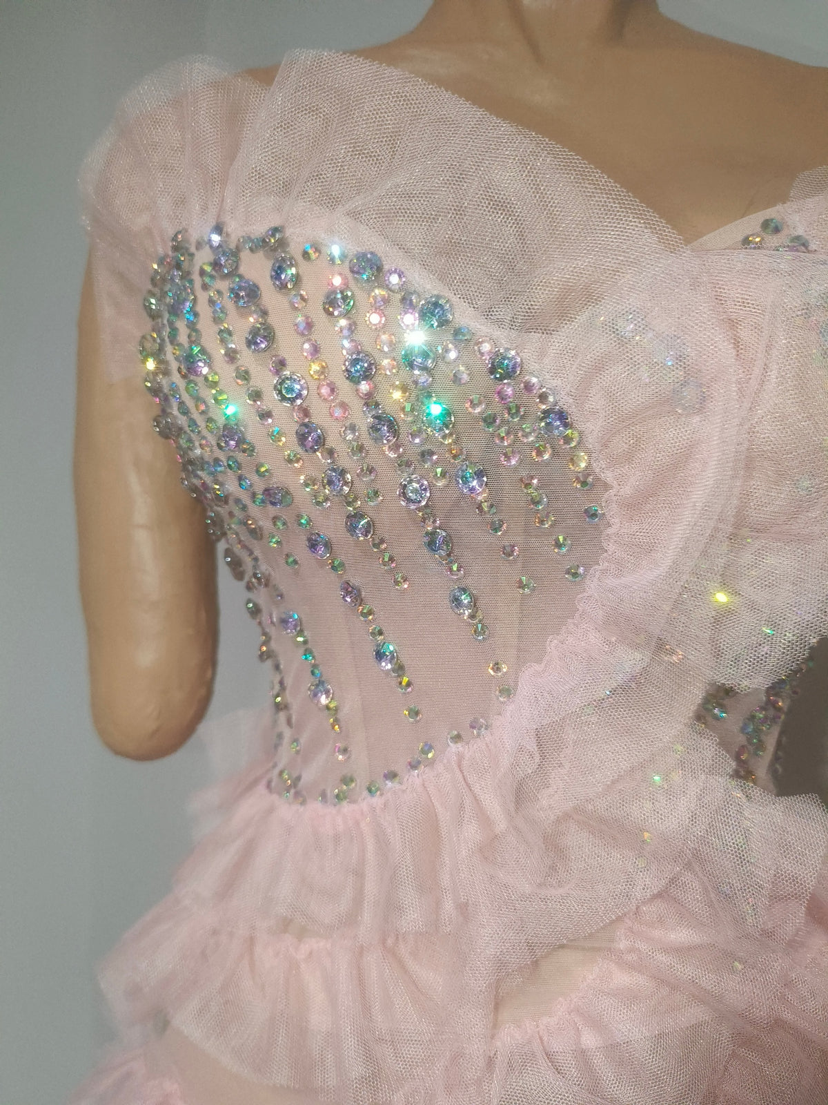 CELESINYI Fenfang Crystal Rose One Shoulder Train Gown