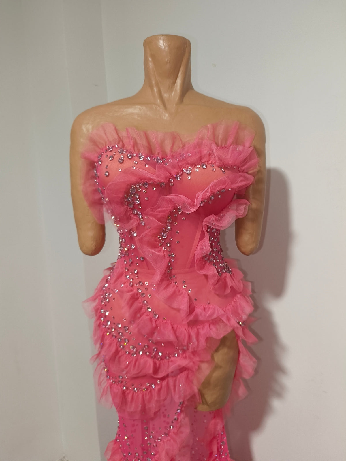 CELESINYI Shaoyao Crystal Fuchsia High Slit Gown