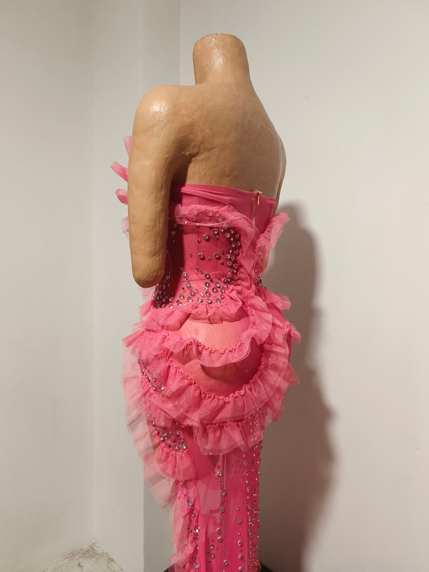 CELESINYI Shaoyao Crystal Fuchsia High Slit Gown