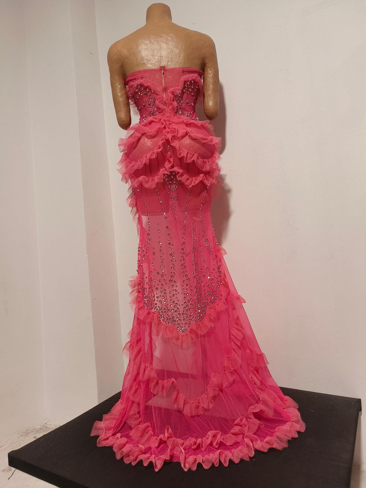 CELESINYI Shaoyao Crystal Fuchsia High Slit Gown