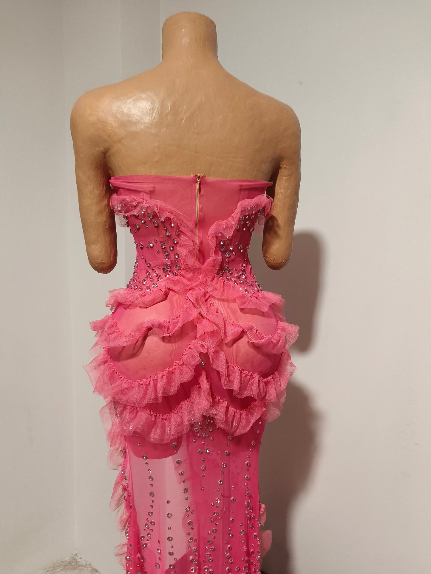 CELESINYI Shaoyao Crystal Fuchsia High Slit Gown