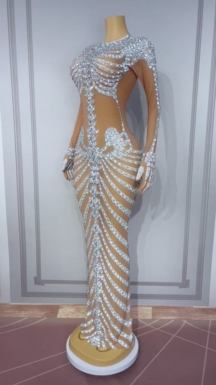 CELESINYI Kulouwang Crystal Skeleton Gown