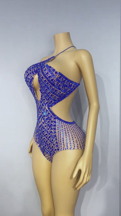 CELESINYI Lanjing Crystal Royal Blue Leotard