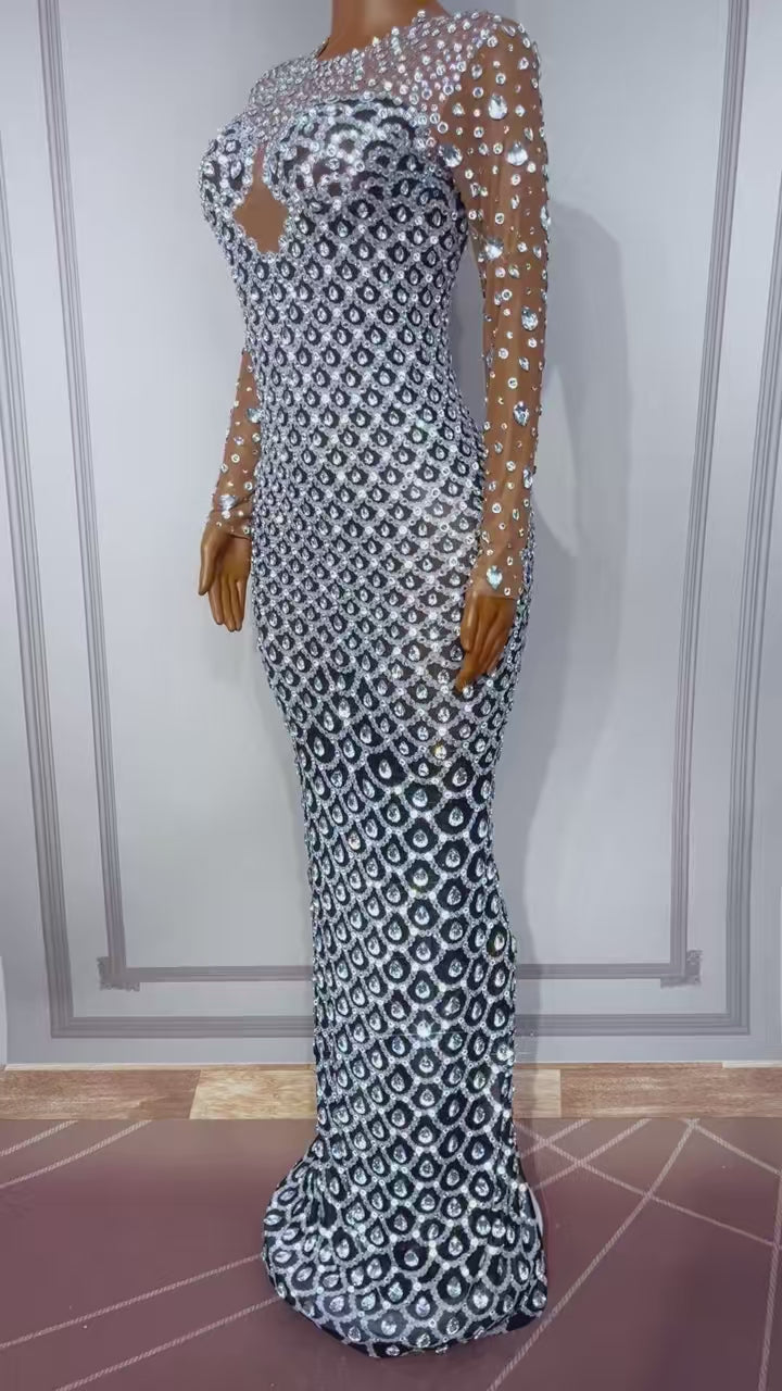 CELESINYI Yuquan Crystal Scale Mermaid Gown