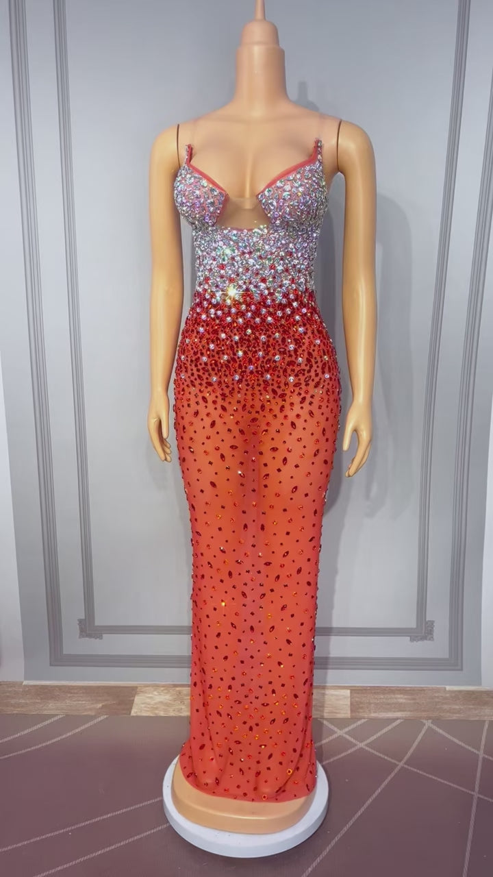 CELESINYI Hongxiuzi Crystal AB Gradient Mermaid Gown