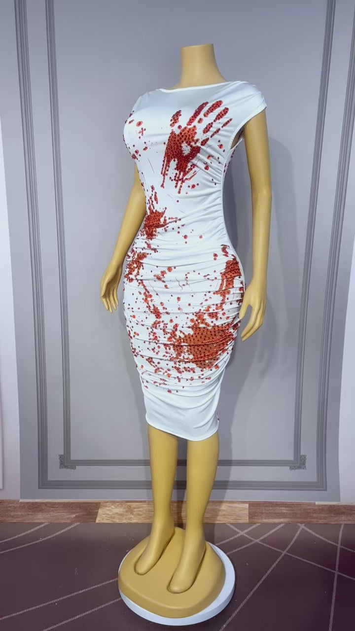 CELESINYI Xueshouyin Crystal Blood Splatter Dress
