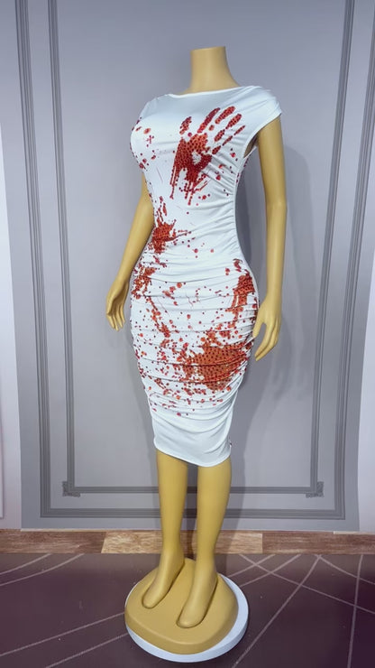 CELESINYI Xueshouyin Crystal Blood Splatter Dress