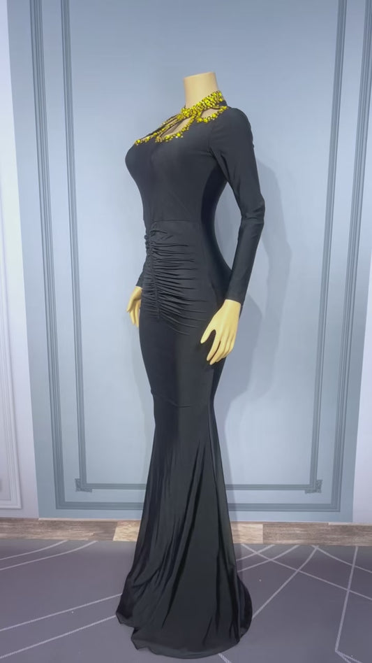 Heiruyi Rhinestone-embellished Cut-out Pleats Mermaid Skirt