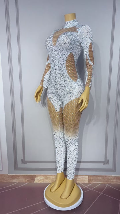 CELESINYI Kaier Crystal High Neck Jumpsuit