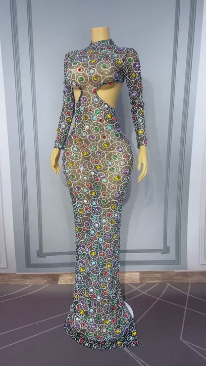 Manhanquanxi Hollow Out Diamond Floor-Length Dresses