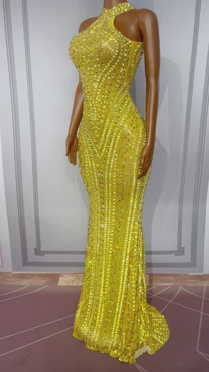 CELESINYI Zhusha Crystal Gown (Gold)