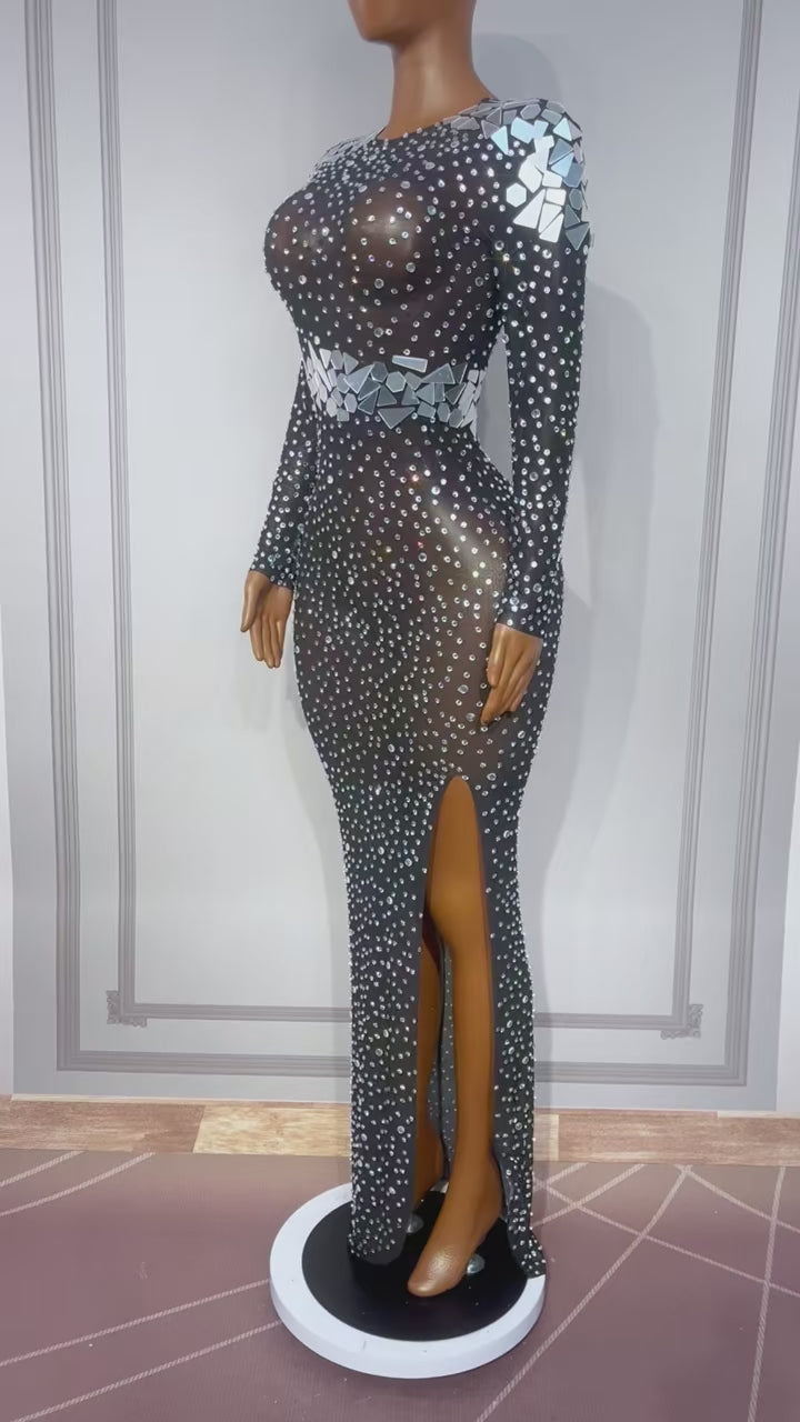 CELESINYI Huadai Crystal Mirror Belt Gown