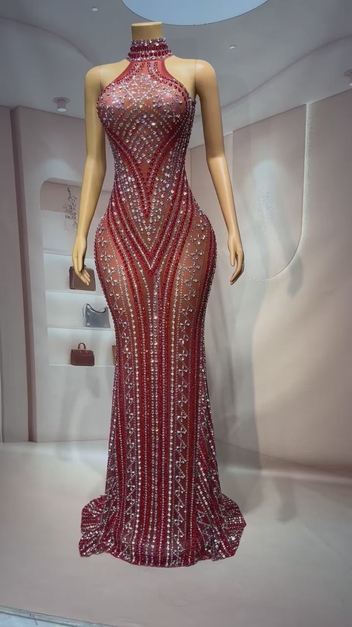CELESINYI Zhusha Crystal Gown (Red)