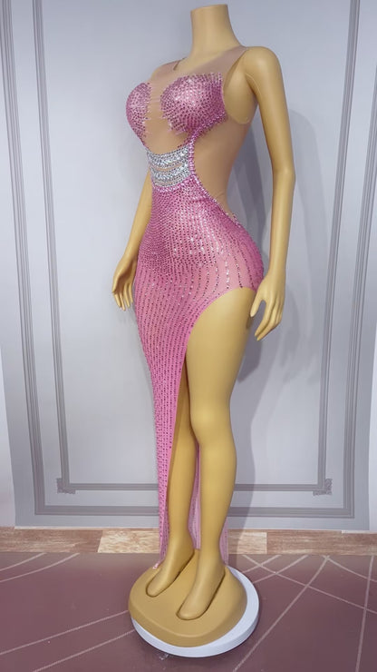 CELESINYI Jinque Crystal Party Dress