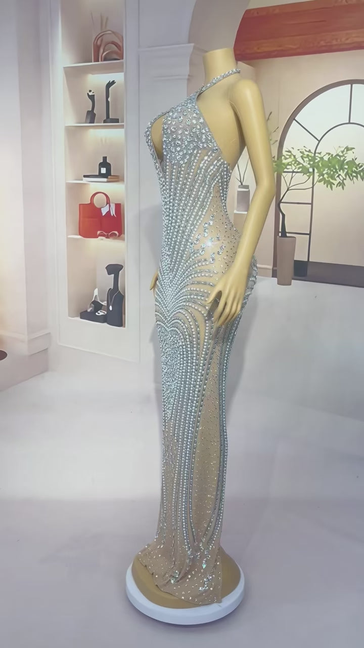 CELESINYI Yinxing Crystal Heart Cluster Mermaid Gown