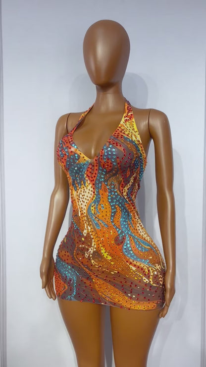 CELESINYI Caihongsi Crystal Rainbow Dress