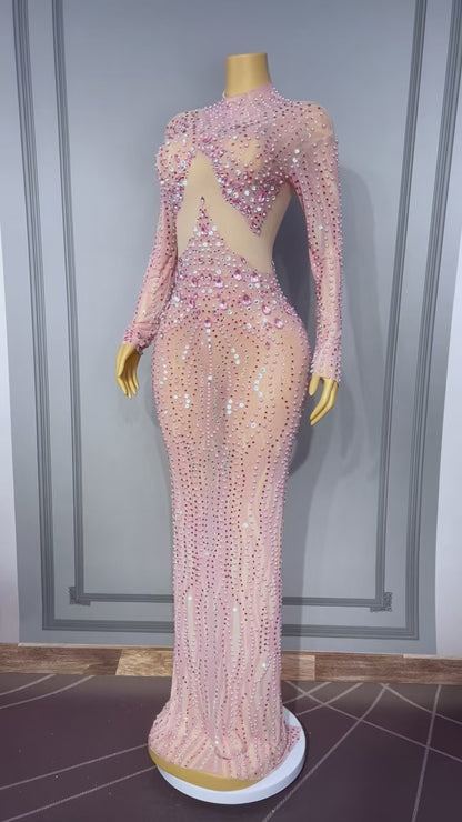 Fennvlang Diamonds Pearl Maxi Dress in Nude