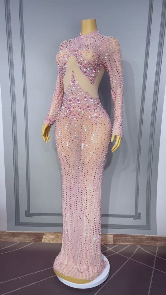 Fennvlang Diamonds Pearl Maxi Dress in Nude