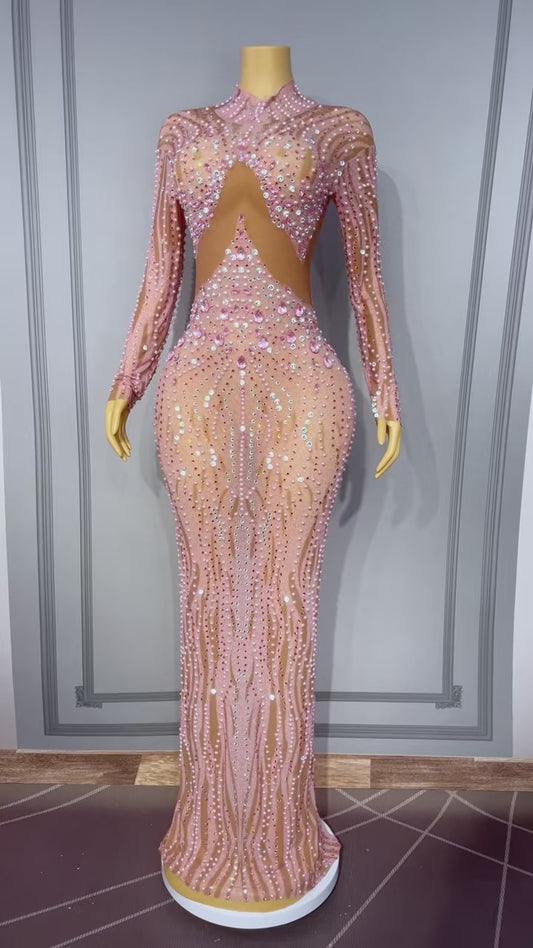 Fennvlang Diamonds Pearl Maxi Dress in Brown