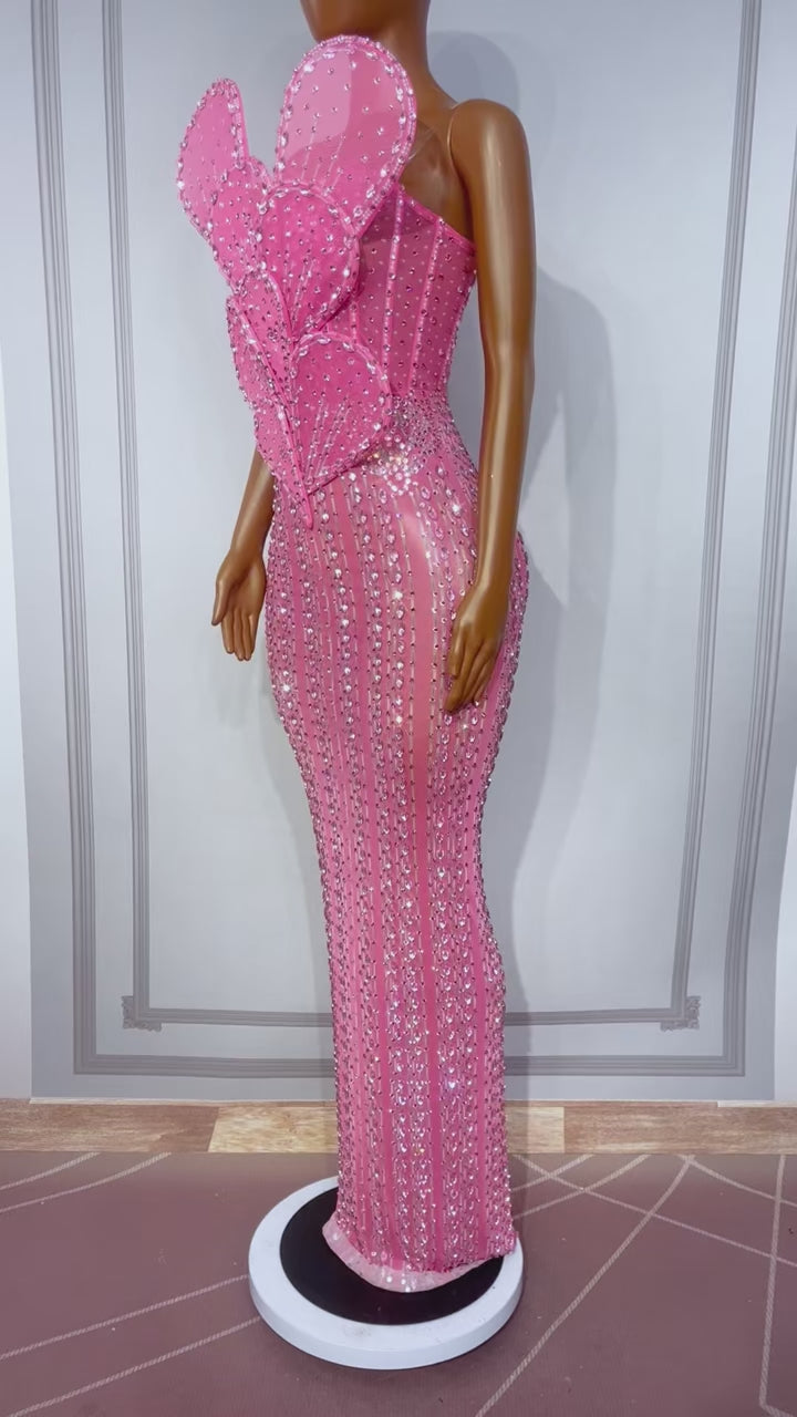CELESINYI Yehuban Crystal Petal Applique Gown