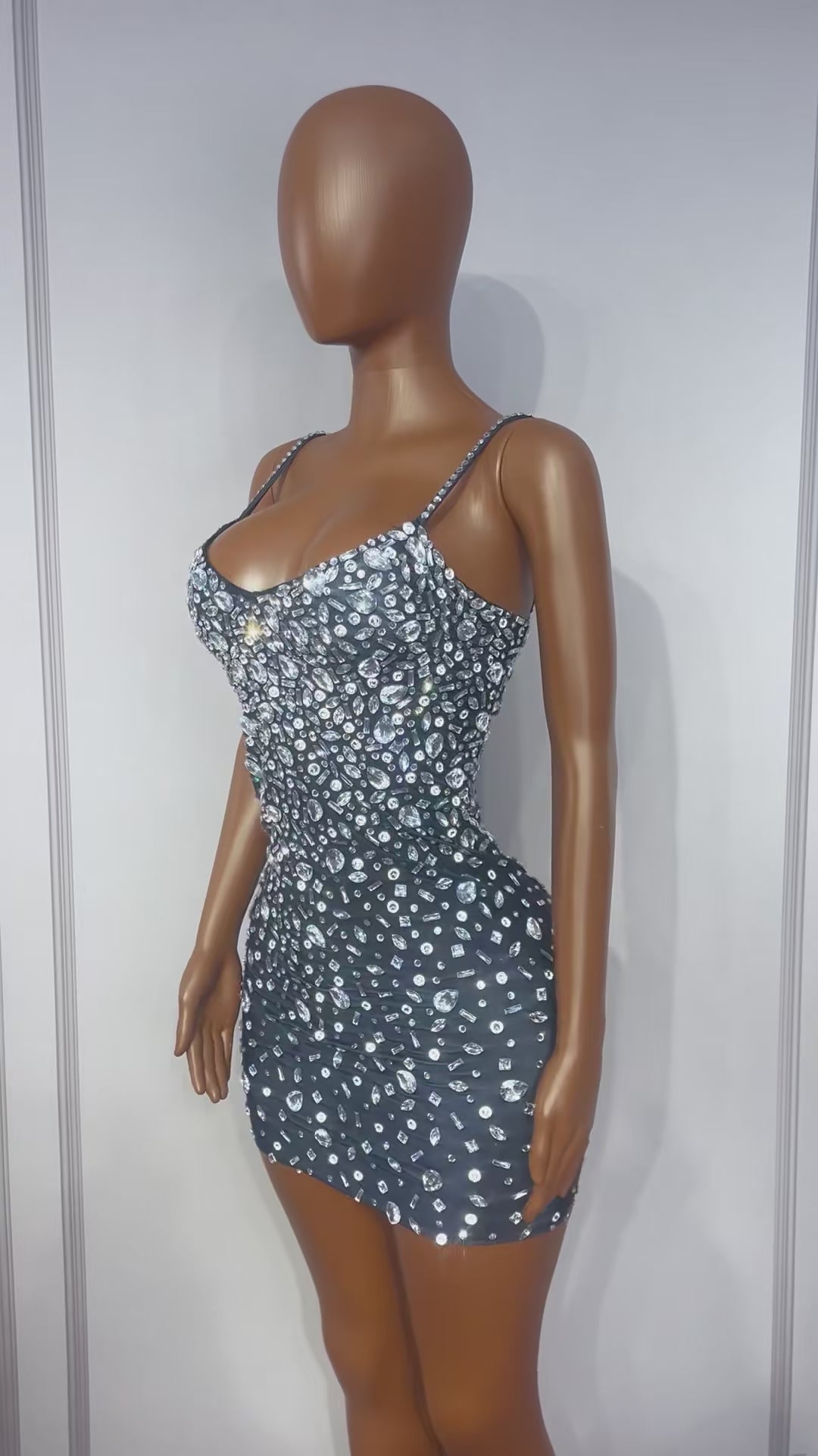 CELESINYI Xingshanshan Crystal Sweetheart Sparkle Mini Dress