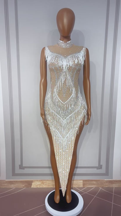 CELESINYI Zhuliye Crystal Party Dress