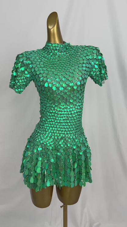 Jinsique Sexy Maritaka Shell Sequins Mini Dress